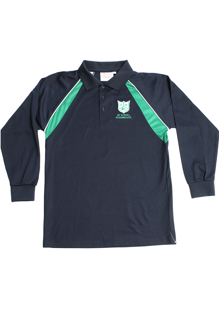 Mt Roskill Int LS Polo Navy/Green/White